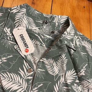 Green Leaf Print Short Sleeve Shirt Men’s